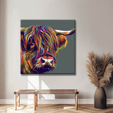 Painting by numbers Highland highland cattle head colorful shipping from DE-40*40cm-with stretcher frame-with covering service
